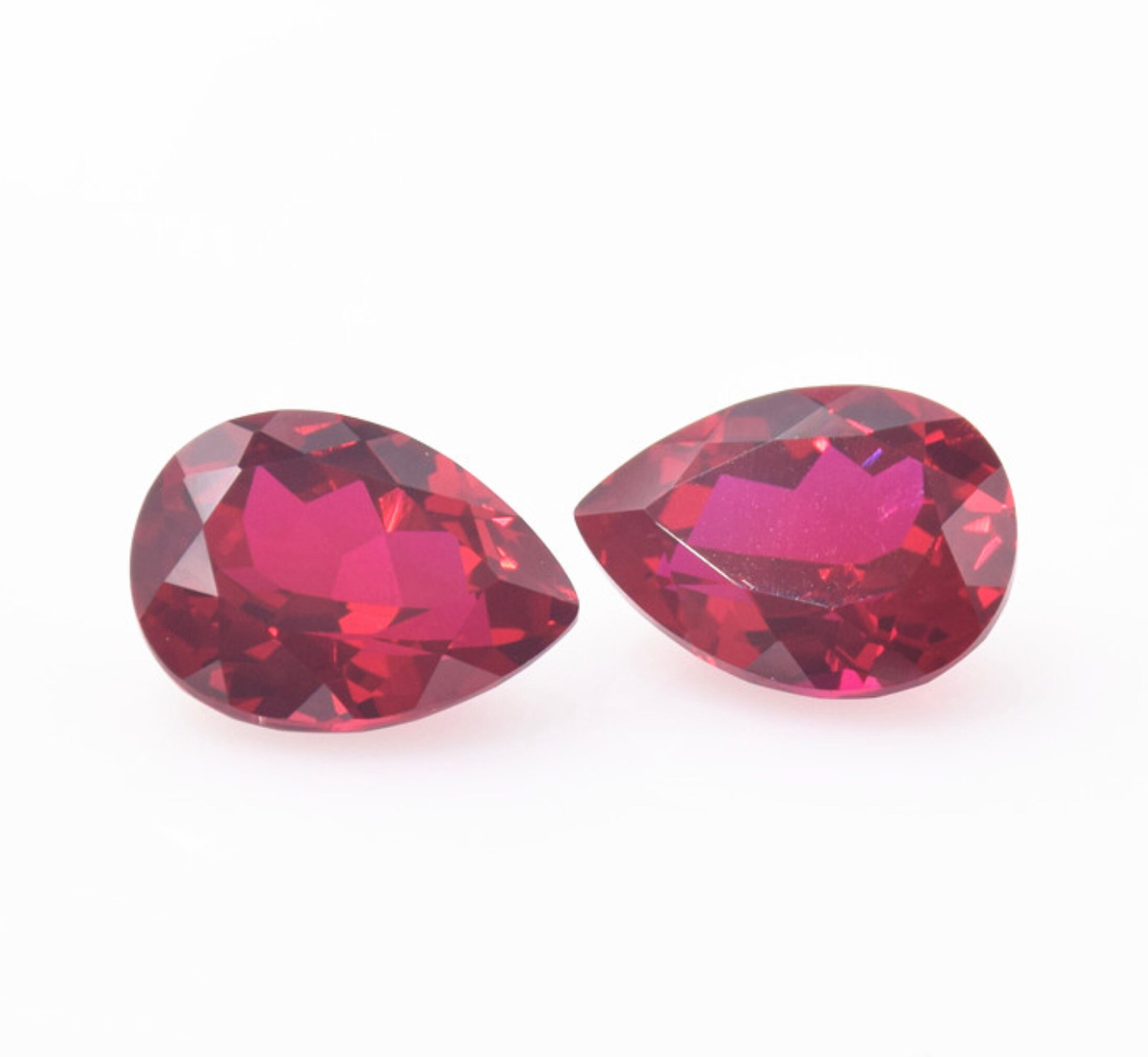 Lab Created Ruby Corundum Pear Faceted Loose Gemstones, July
