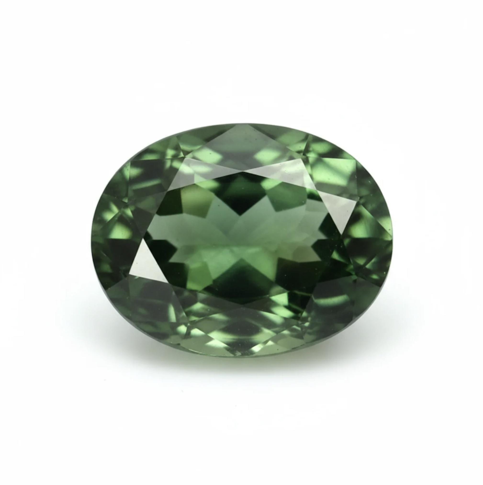 Lab Created Spinel Green Tourmaline AAA Oval Faceted Loose