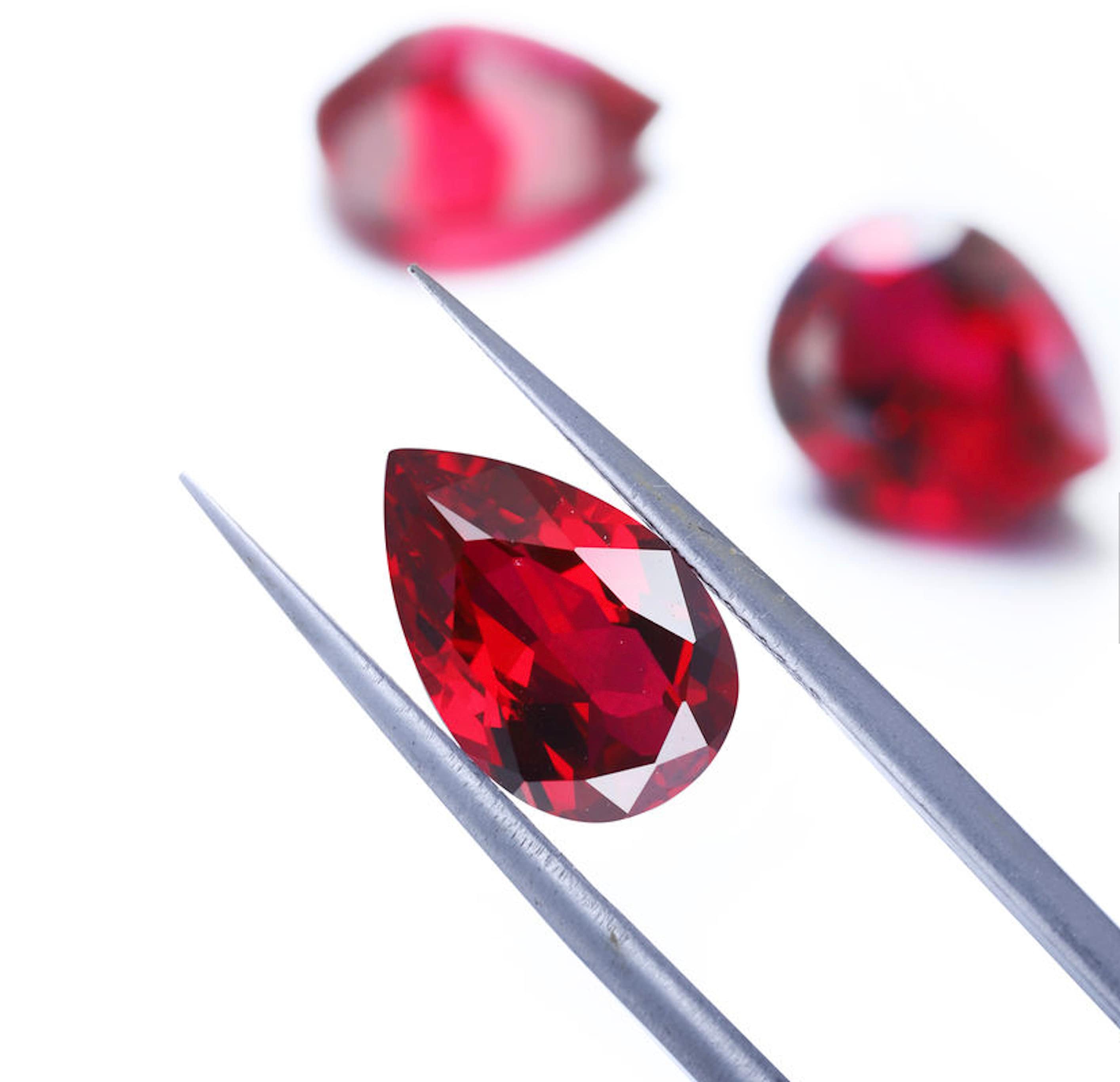 【Ruby】10点 Lab Created Pulled Czochralski Ruby AAAAA Pear Faceted Loose