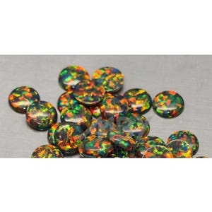 Lab Created Black Opal Round Cabochon AAA Loose Stones for Jewelry Makings (3mm - 15mm)