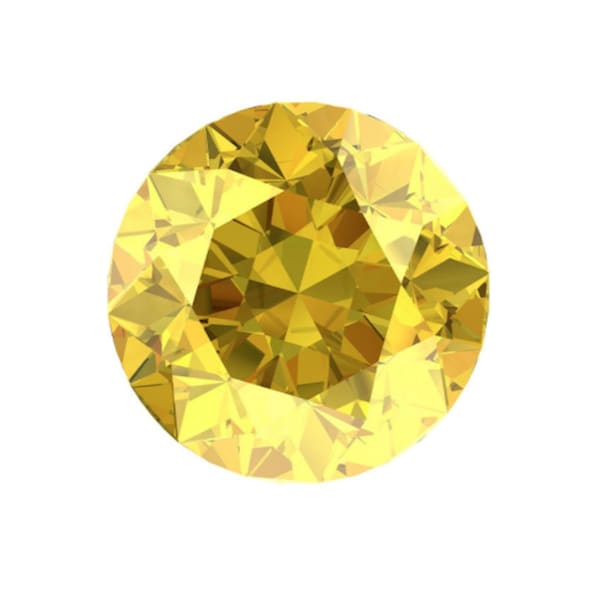 Loose Round Faceted Yellow Sapphire Corundum Stones, Lab Created Sapphire Gemstones for Engagement Ring, Luxury Jewelry Makings (2mm - 15mm)