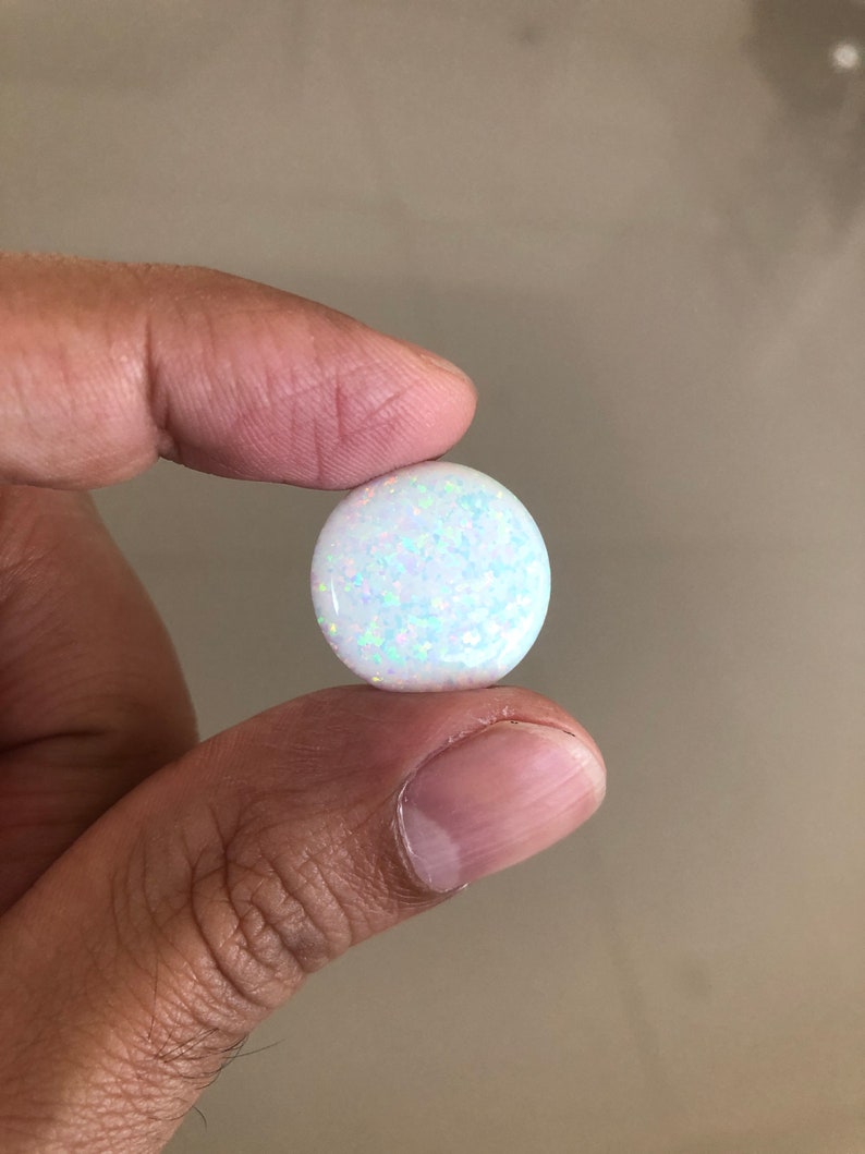 Lab Created White Opal Round Cabochon Loose Stones for Jewelry Makings