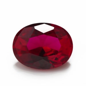 Lab Created Ruby Corundum Gemstone, Loose Oval Faceted Pigeon Blood Ruby Stone for Jewelry Makings, July Birthstone (4x3mm - 18x13mm)