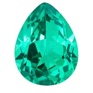 Loose Pear Faceted Light Green Hydrothermal Colombian Emerald Gemstones, Lab-Created Emerald, Jewelry Makings, May Birthstone(4x3mm-14x10mm)