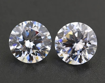 Cubic Zirconia White CZ AA+ Round Faceted Loose Gemstones (0.8mm - 20mm)