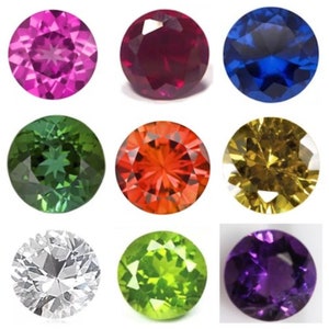 Lab-Created Corundum & Spinel Round Faceted Multi-Color Loose Stones for Jewelry Makings (3mm - 10mm)
