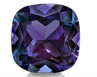 Lab Created Pulled Alexandrite Chrysoberyl True Color Change Cushion Faceted Loose Czochralski Method, Alexandrite Jewelry (3x3mm - 10x10mm)