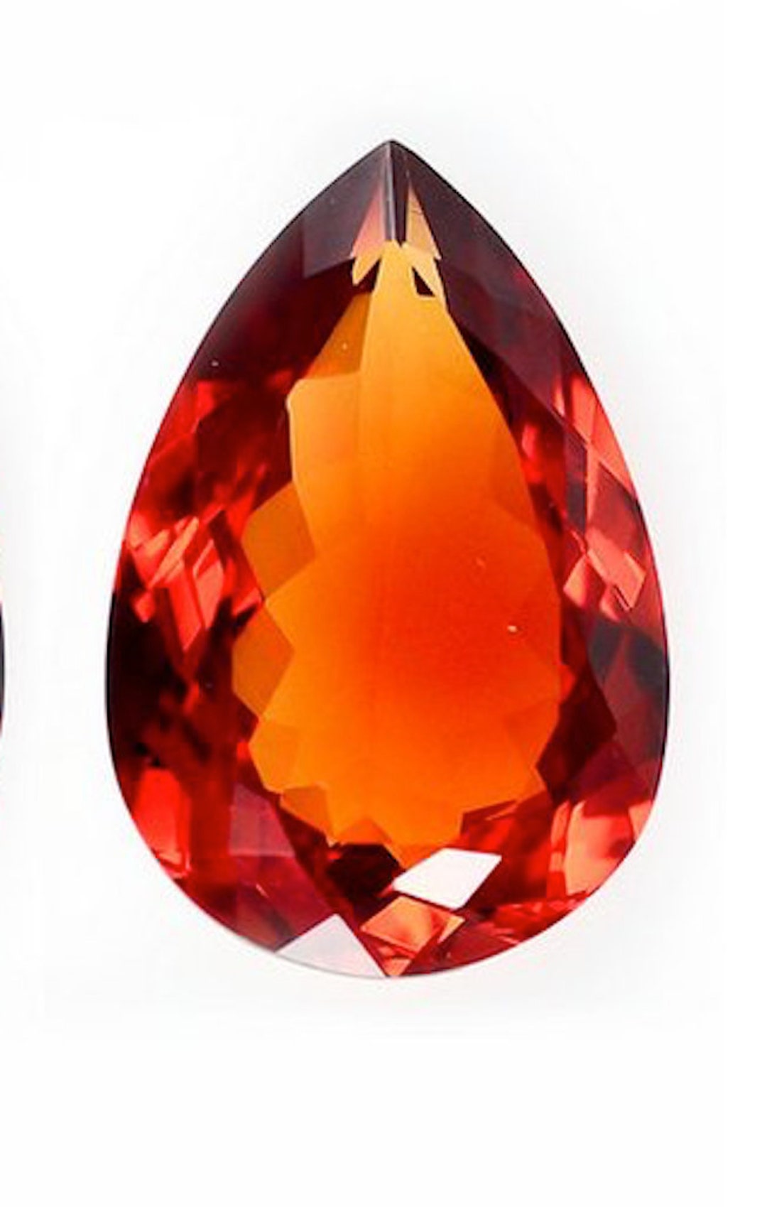 Loose Pear Faceted Orange Sapphire Corundum Stone, Lab Created
