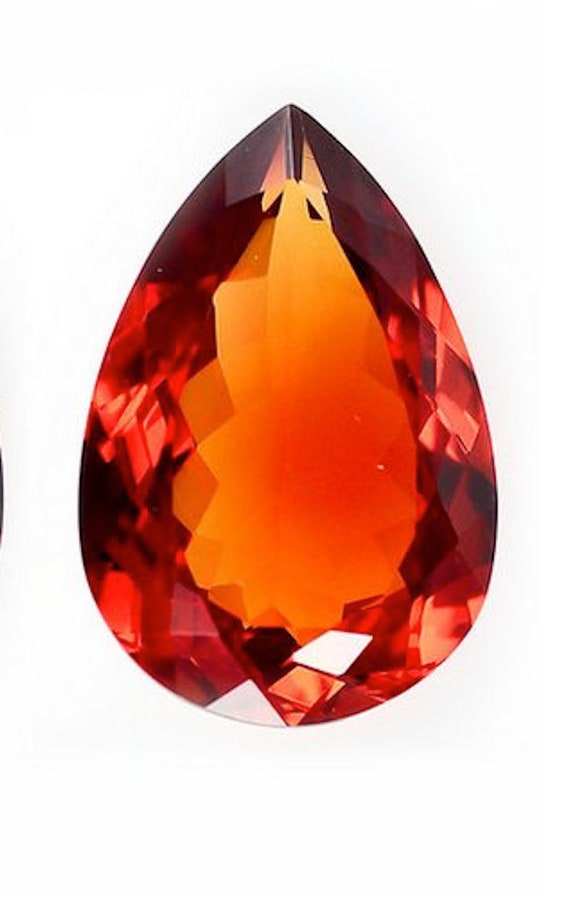 Lab Created Orange Sapphire Padparadscha 55 Aaa Pear Faceted Etsy