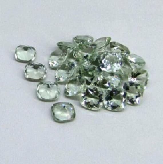 5x5-12x12mm Natural Prasiolite Amethyst Mint Green AAA Trillion Loose Gemstone 