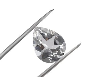 Genuine Natural Bright White Topaz Pear Faceted Loose Gemstones, April Birthstone (4x3mm - 20x15mm)