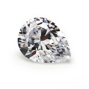 White CZ Diamond Stones, Pear Faceted Cubic Zirconia Crystal Diamond Loose Stones 6A, Luxury Jewellery Making Stones (3x2mm - 25x20mm)