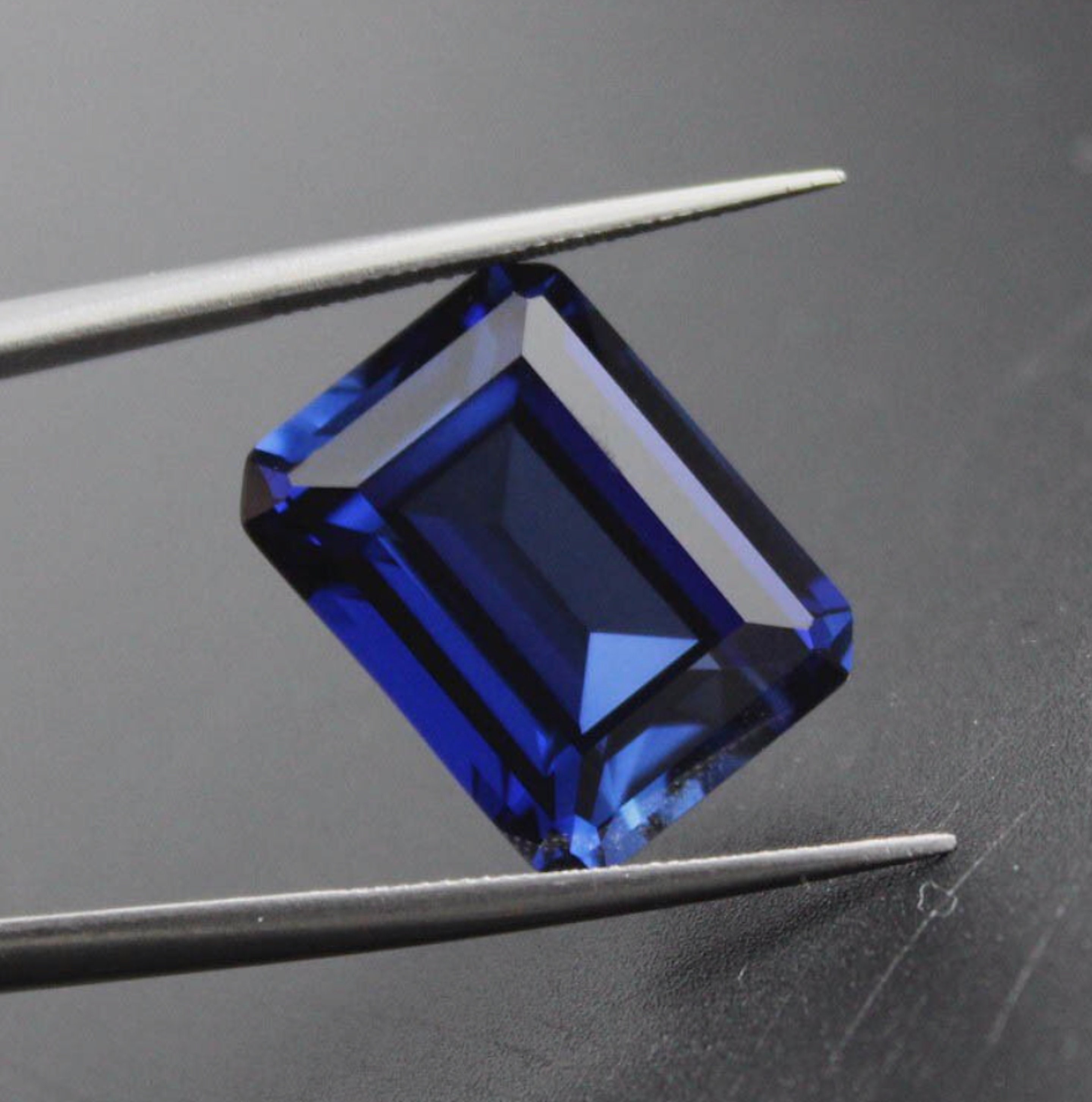 Emerald Shape AAA Lab Created Blue Sapphire 6x4mm - 10x8mm 
