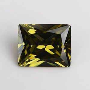Olive Green CZ Diamond Stones, Baguette Faceted Cubic Zirconia Crystal Diamond Loose Stones, Luxury Jewelry Makings (3x2mm - 12x10mm)
