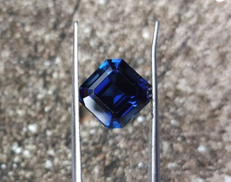 4x4mm - 15x15mm Lab Created Blue Sapphire Corundum Asscher AAA Loose Gemstones