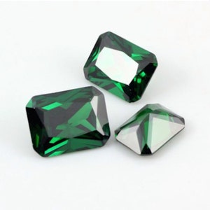 Emerald Green CZ Diamond AAA Stones, Octagon Faceted Cubic Zirconia Crystal Diamond Loose Stones, Luxury Jewelry Making Stone (5x3mm- 7x5mm)