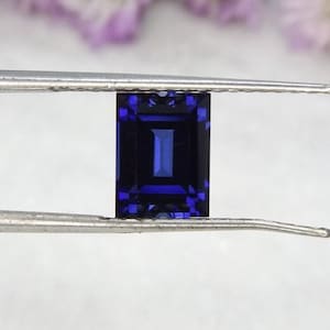 Loose Baguette Faceted Blue Sapphire Corundum Stone, Lab Created Sapphire Gemstone for Engagement Ring, Jewelry Making AAA (4x2mm - 18x13mm)