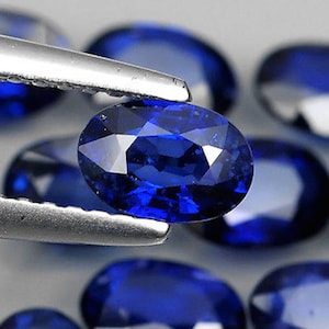 Natural Blue Sapphire Diffusion AAA Oval Faceted Loose Stones for Jewelry Makings (4x3mm - 9x7mm)