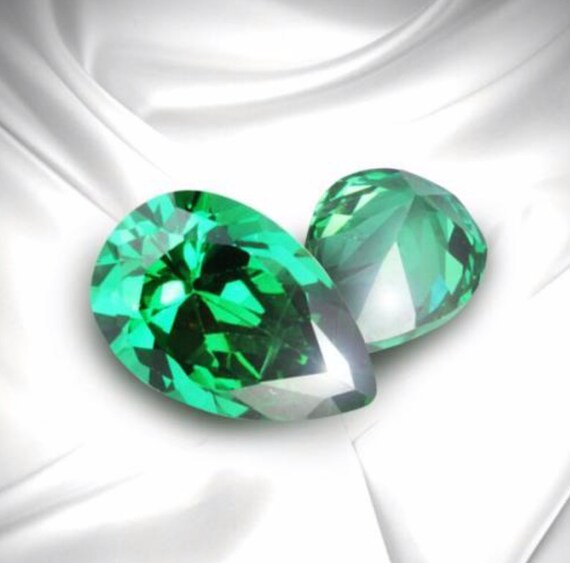 Piedras AAA de diamante CZ verde esmeralda piedras sueltas de diamante de cristal de circonia cubica facetadas de pera piedra de fabricacion de joyas de lujo 4x3 mm 18x13 mm Etsy