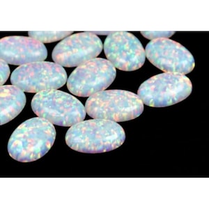 Lab Created White Opal Oval Cabochon AAA Loose Stones for Jewelry Makings (5x3mm - 20x15mm)