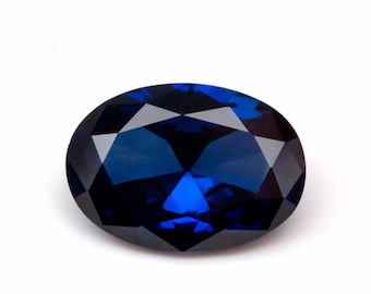 Loose Oval Faceted Blue Sapphire Corundum Gemstone, Lab Created Sapphire Gemstones for Rings, Jewelry Making Top Quality (4x3mm - 18x13mm)