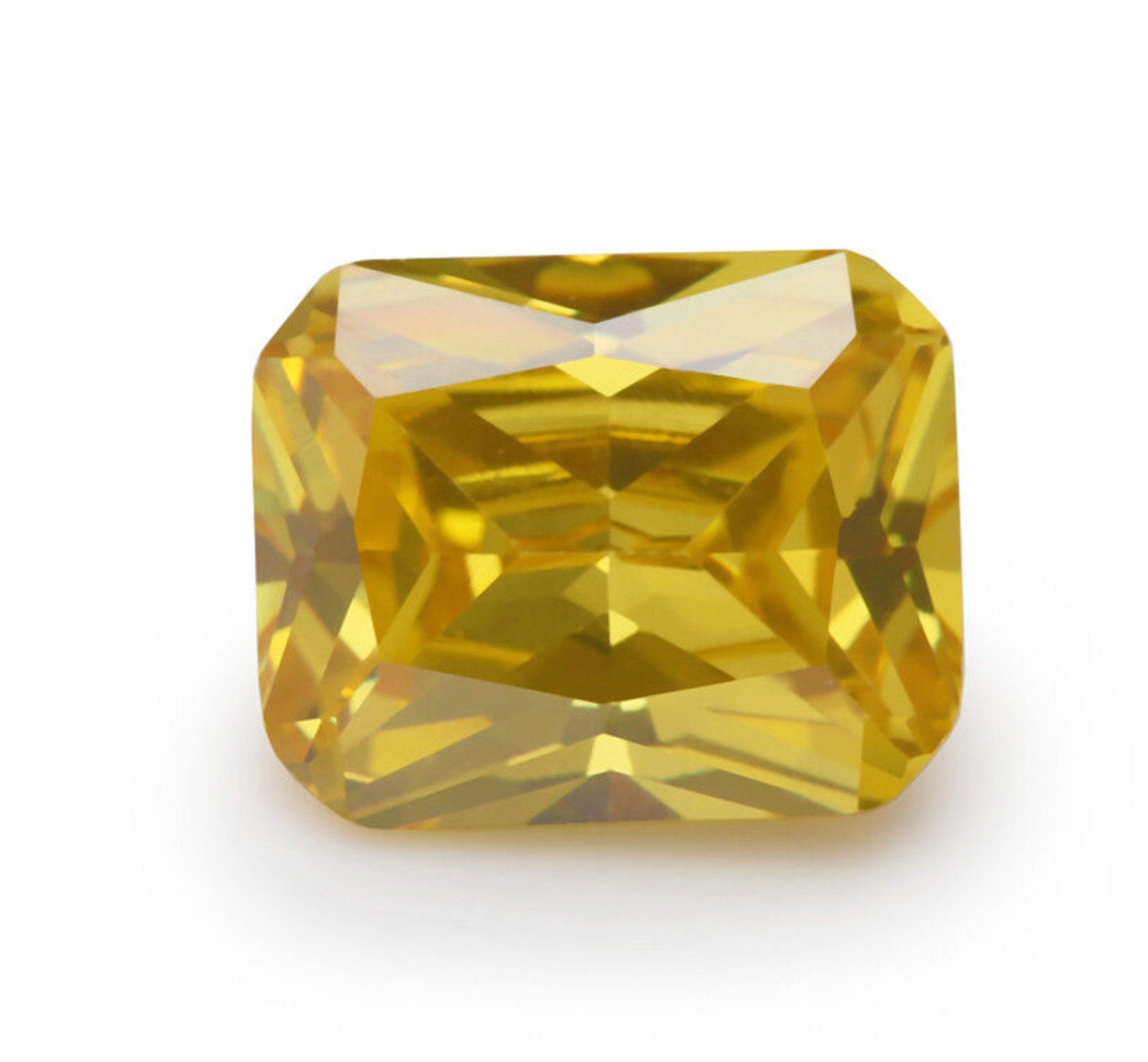 Yellow CZ Diamond AAA Stones Octagon Faceted Cubic Zirconia