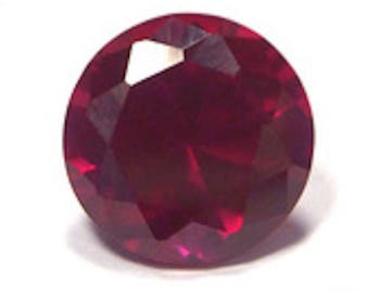 Lab Created Dark Red Ruby Corundum Round Faceted Loose Gemstones, July Birthstone (3mm - 15mm)