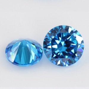 Swiss Blue CZ Diamond AAA Stones, Round Faceted Cubic Zirconia Crystal Diamond Loose Stones, Luxury Jewelry Making Stones (1mm - 15mm)