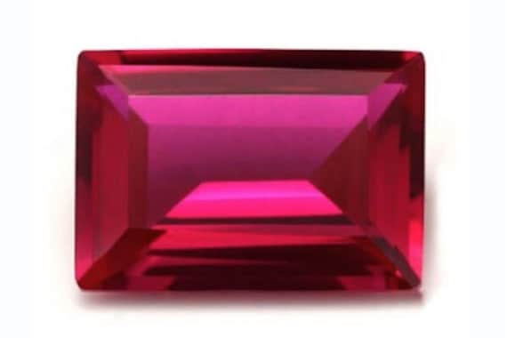 Lab Created Ruby Corundum Baguette Faceted Loose Gemstones, July