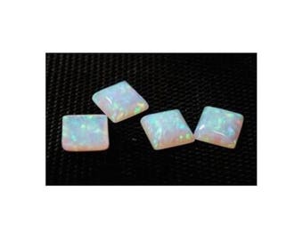 Lab Created White Opal Square Cabochon AAA Loose Stones for Jewelry Makings (4x4mm - 20x20mm)