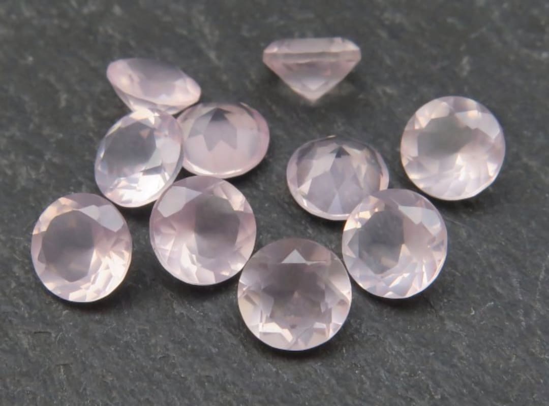 Genuine Natural Rose Quartz Round Faceted Loose Stones for Jewelry ...