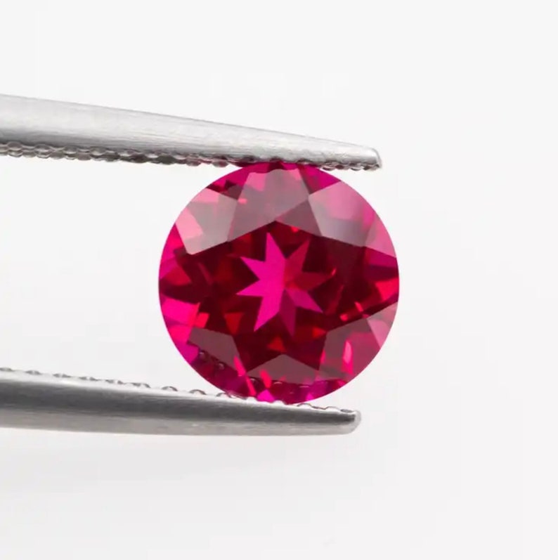 Loose Round Faceted Lab Created Ruby Corundum Gemstone Jewelry Makings Top Quality July Birthstone