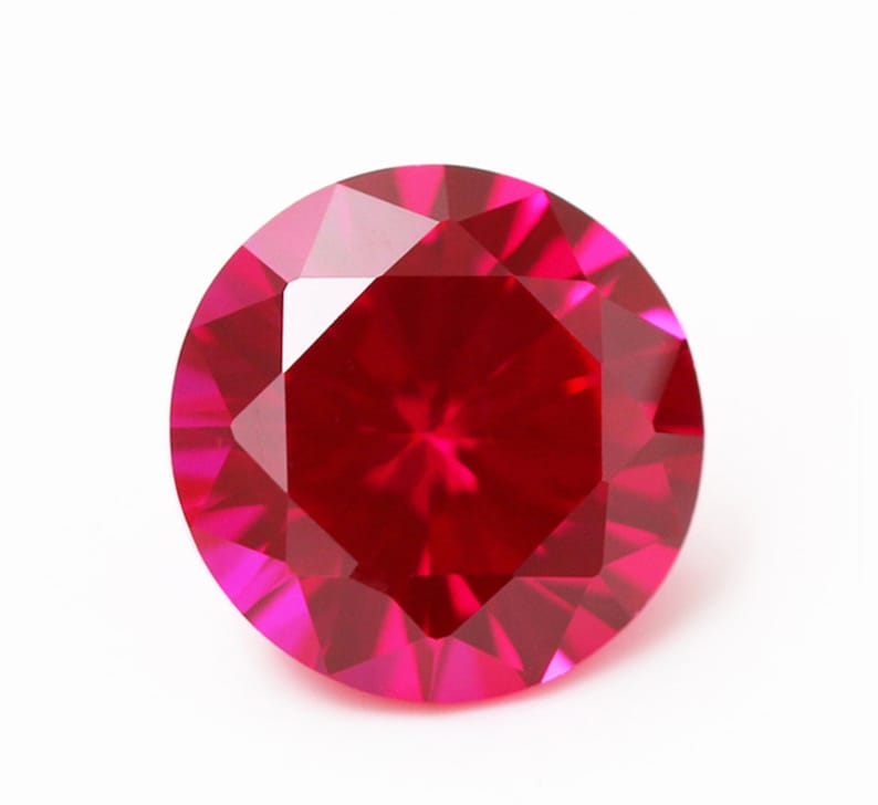 Loose Round Faceted Lab Created Ruby Corundum Gemstones Top Quality Jewelry Makings July Birthstone