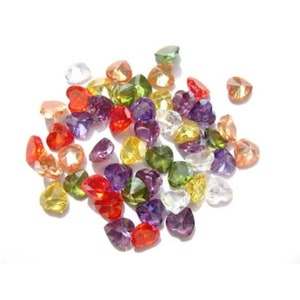 Loose Multi-Color CZ Diamond AAA Stones, Heart Faceted Cubic Zirconia Crystal Diamond Loose Stones, Luxury Jewelry Makings (3x3mm - 10x10mm)