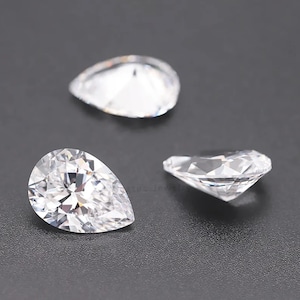 White CZ Diamond AA+ Stones, Pear Faceted Cubic Zirconia Crystal Diamond Loose Stones, Jewelry Making Stones (4x3mm - 18x13mm)