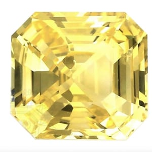 Loose Asscher Faceted Yellow Sapphire Corundum Stone, Lab Created Sapphire Gemstone for Engagement Ring, Jewelry Making AAA(4x4mm - 15x15mm)
