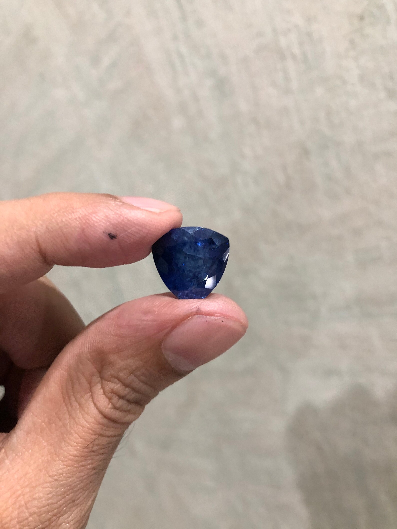 Lab Created Blue Sapphire With Visible Inclusions Trillion Etsy