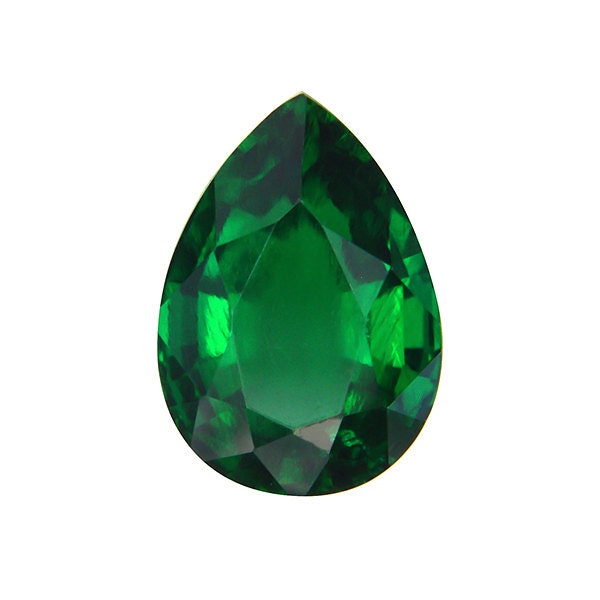 Loose Pear Faceted Green Hydrothermal Emerald Stones, Lab-Created Emerald Gemstones for Jewelry Makings, May Birthstone (4x3mm - 14x10mm)
