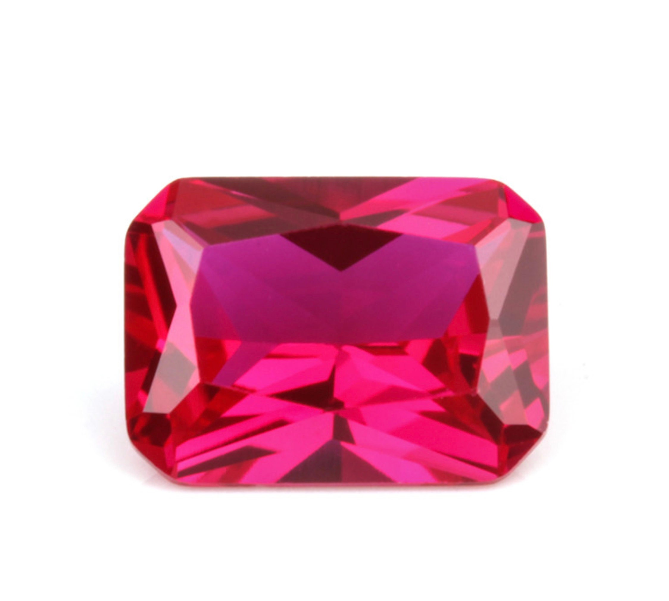 Lab Created Ruby Corundum Octagon Faceted Loose Gemstones, July