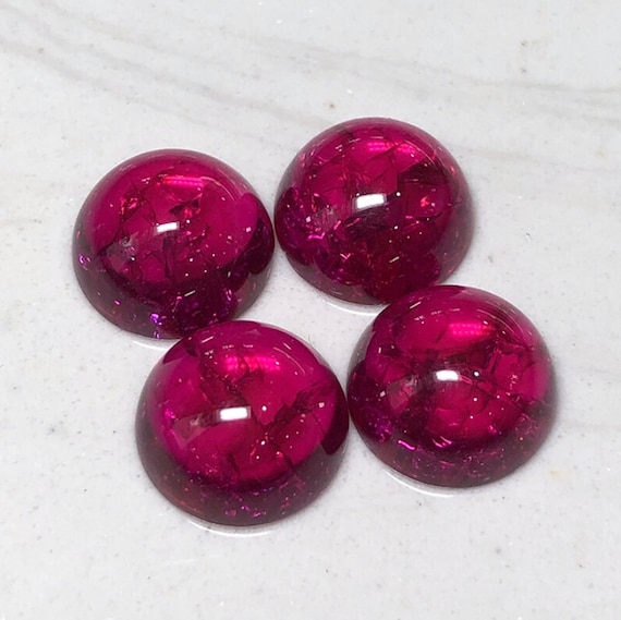 Lab Created Ruby With Visible Inclusions Round Cabochon Loose