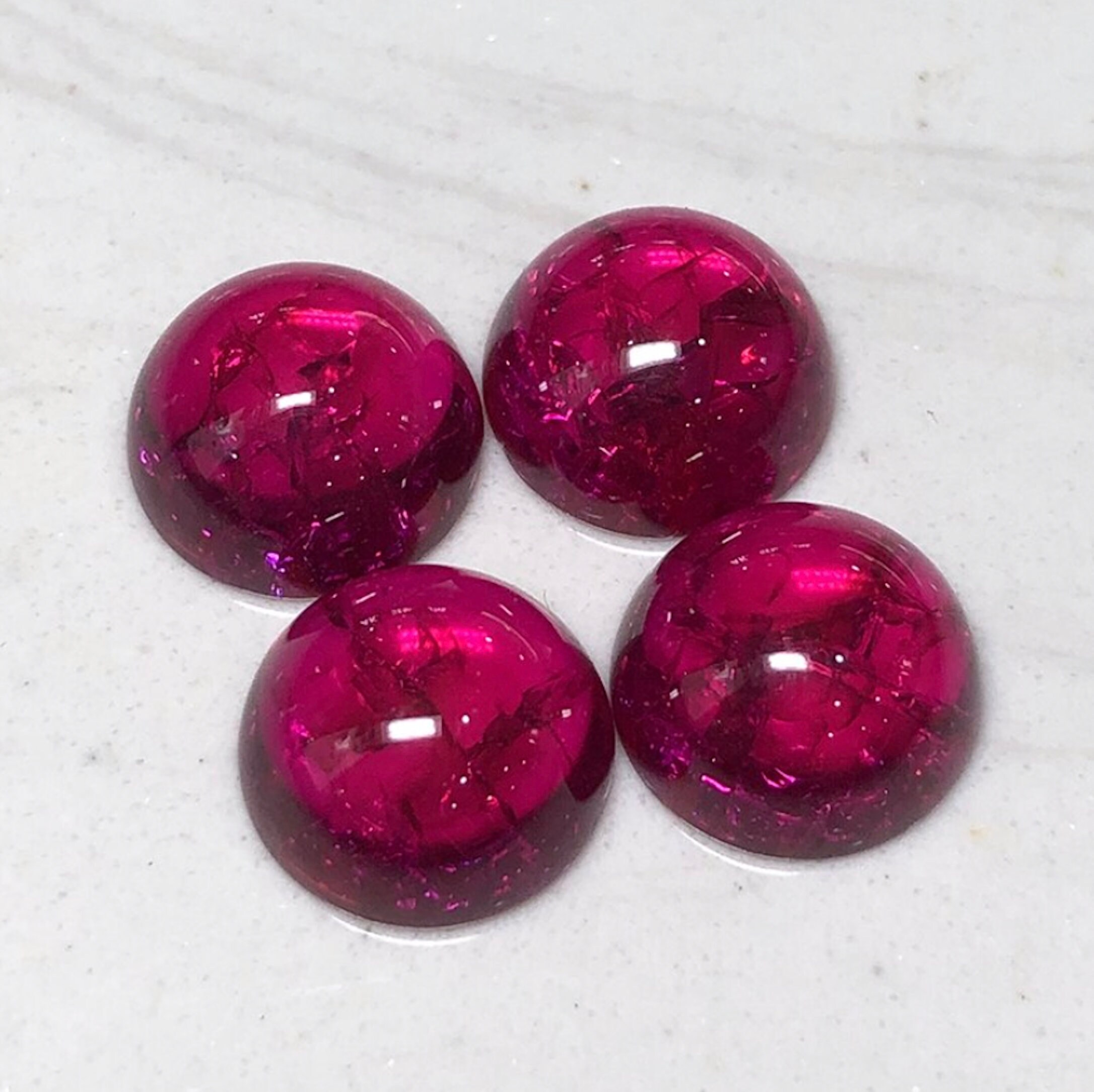 Lab Created Ruby With Visible Inclusions Round Cabochon Loose
