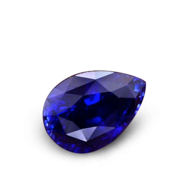 Lab Created Blue Sapphire with Visible Inclusions Pear Faceted Loose Gemstones for Jewelry Makings, September Birthstone (6x4mm - 12x10mm)