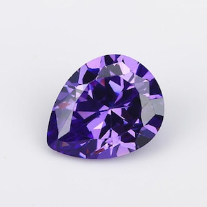 Violet CZ Diamond AAA Stones, Pear Faceted Cubic Zirconia Crystal Diamond Loose Stones, Luxury Jewelry Making Stones (4x3 - 18x13mm)