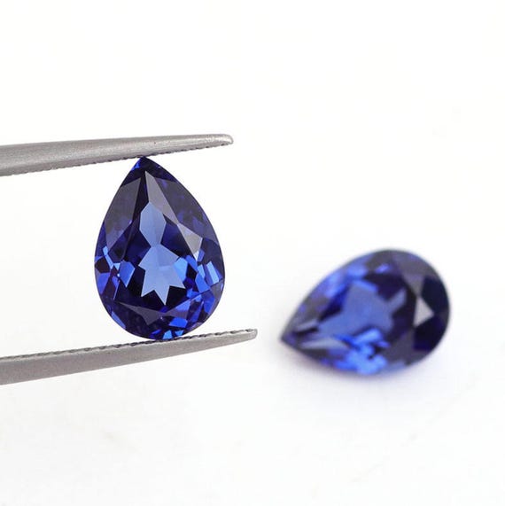 Loose Pear Faceted Blue Sapphire Corundum Gemstones, Lab Created Sapphire  Gemstone for Engagement Ring, Jewelry Makings (4x3mm 18x13mm)