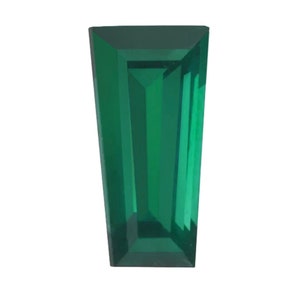 Loose Tapered Baguette Faceted Green Hydrothermal Emerald Gemstones, Lab-Created Emerald Stones for Jewelry Makings (4x3x2mm - 6x3x2mm)