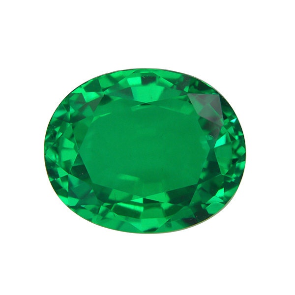 Loose Oval Faceted Light Green Hydrothermal Colombian Emerald Stones, Lab-Created Emerald Gemstones, Jewelry Makings 11.59mmx8mm (3.2 carat)