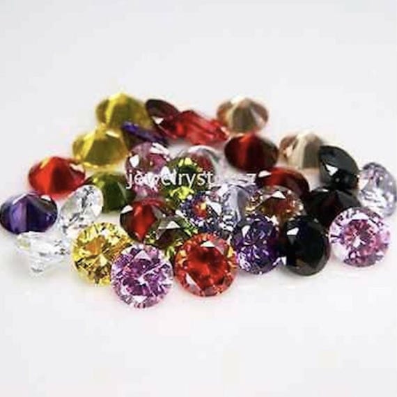 Loose Multi-color CZ Diamond AAA Stones, Round Faceted Cubic