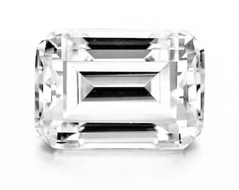 Genuine Natural Bright White Topaz Emerald Faceted Loose Gemstones, April Birthstone (5x3mm - 20x15mm)