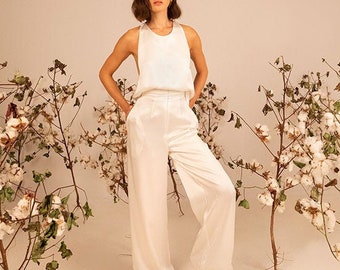 Wedding trouser suits, bridal trousers, silk wedding trousers, wedding dress alternative, unvonventional wedding dress, silk pants, ARTEMIS