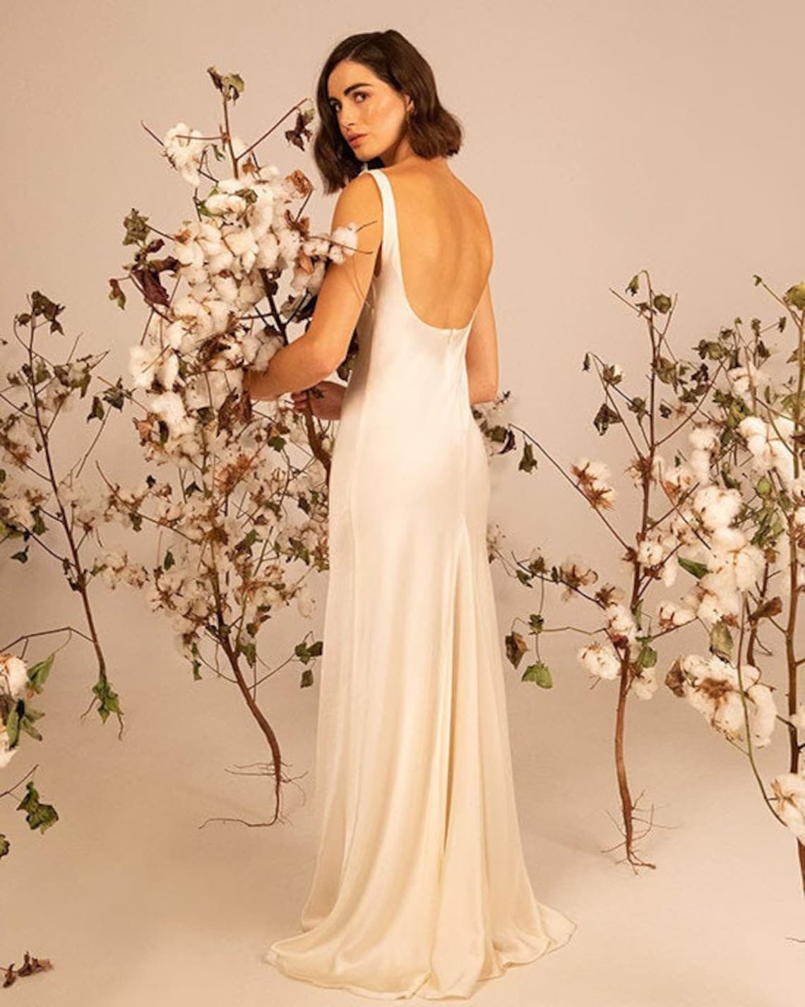 Silk Slip Wedding Dress Low Back Wedding Dress Minimal Etsy